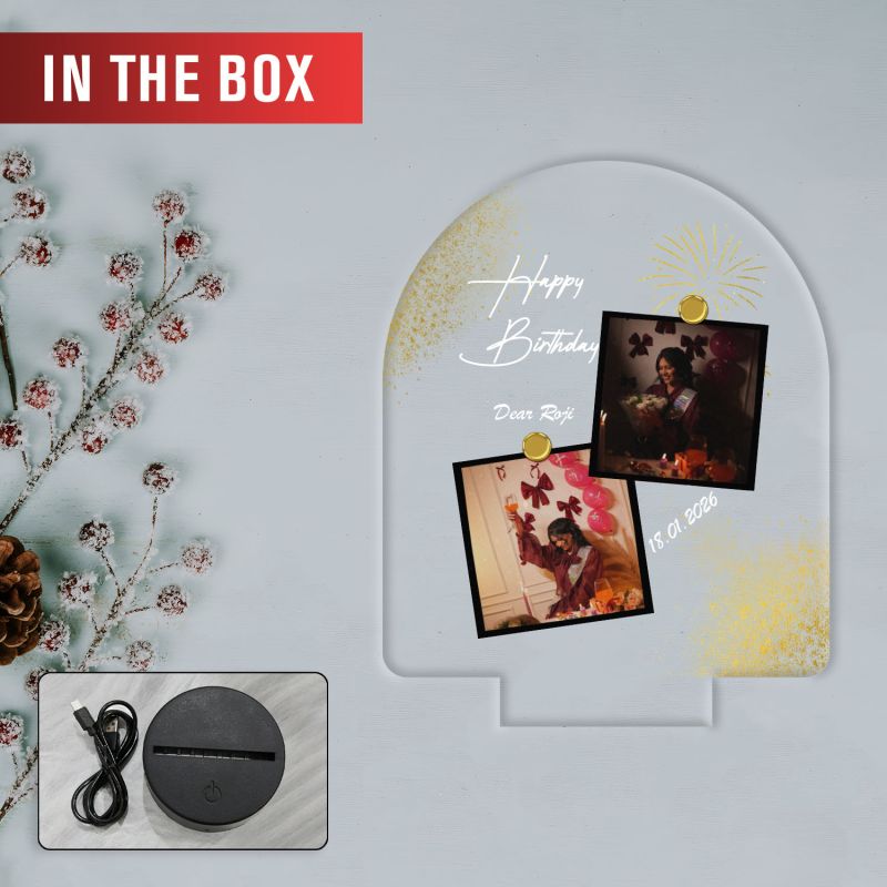 Personalized Acrylic Printed Happy Birthday LED Table Lamp with Warm White Light Birthday Gift for Girlfriend, Wife, Cousin , Sister, Family & Friends